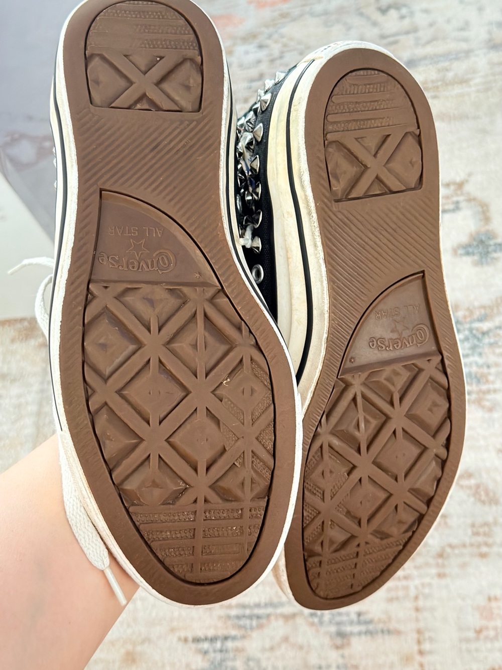 Converse Black and White High-Top Sneakers with Star Studs - Picture 5 of 7